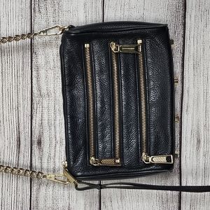 Rebecca Minkoff Black Leather Gold Hardware Zipper Purse